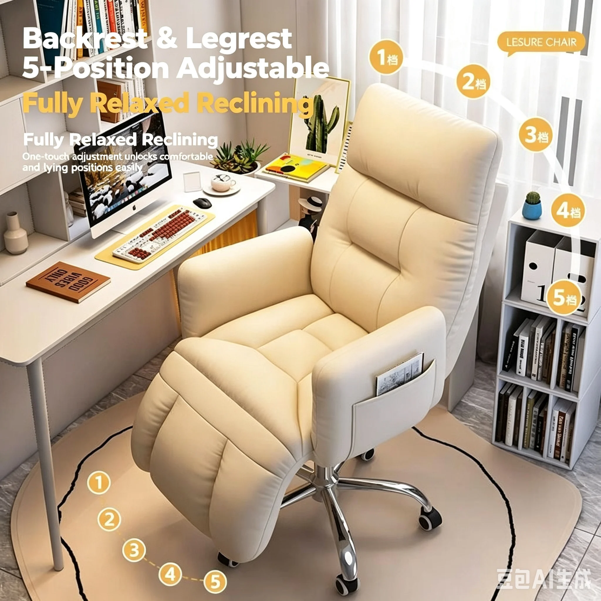5단계로 조절 가능한 등받이 각도를 가진 사무용 의자, - Office Tech Gear 리뷰 및 가격